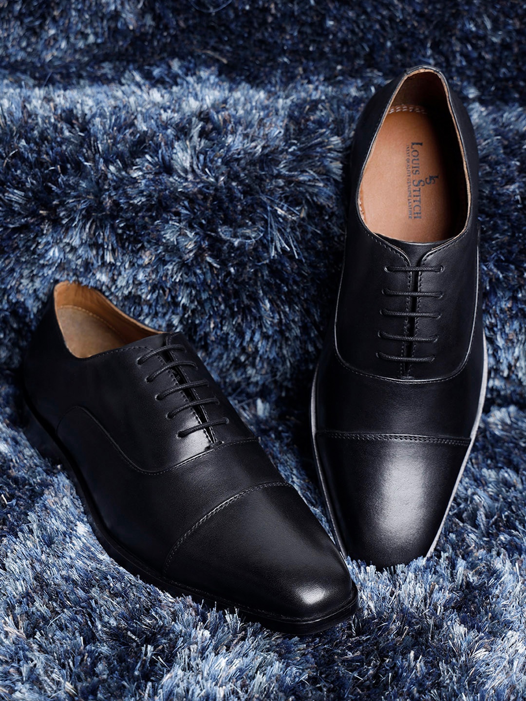 

LOUIS STITCH Men Premium Leather Dual Tone Patina Oxford Shoes, Black