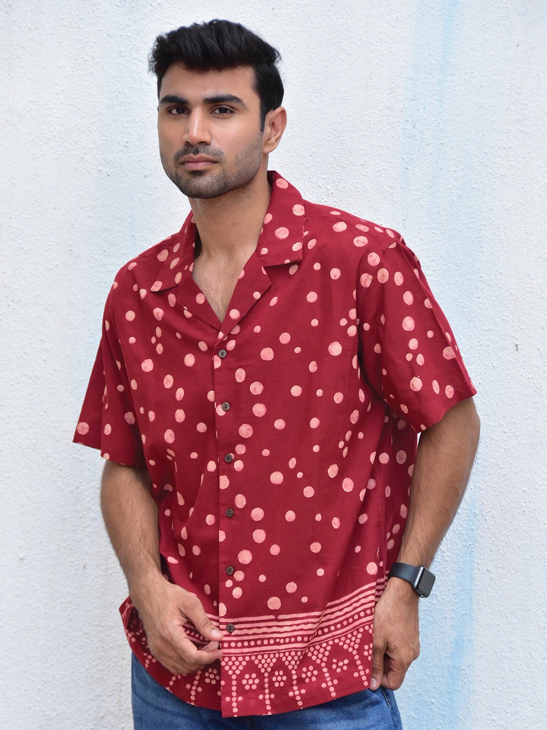 

Chidiyaa Original Geometric Printed Cotton Casual Shirt, Red