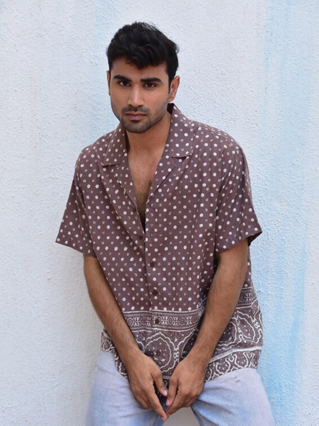 

Chidiyaa Original Geometric Printed Cotton Casual Shirt, Brown