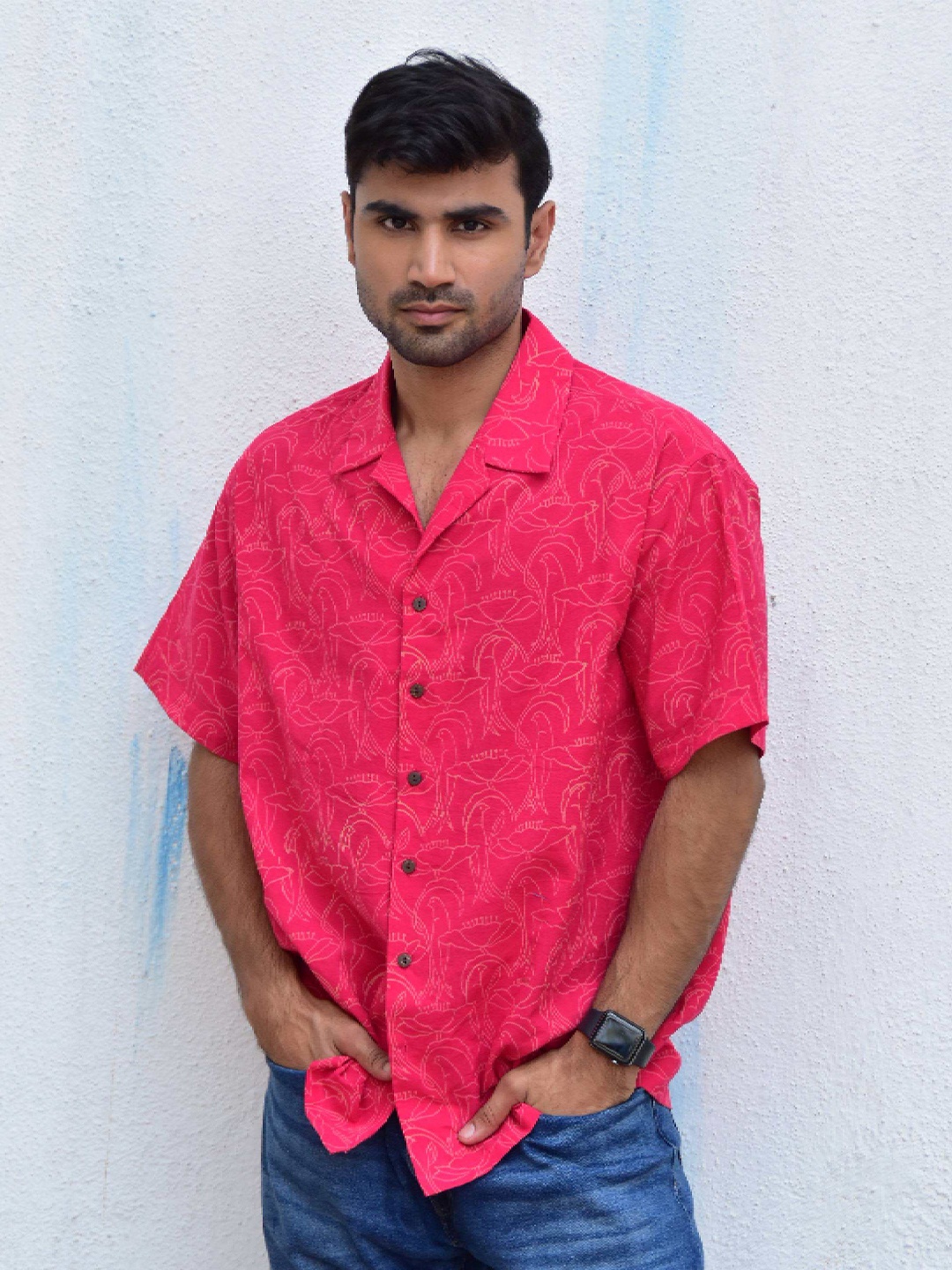 

Chidiyaa Original Graphic Printed Pure Cotton Casual Shirt, Pink