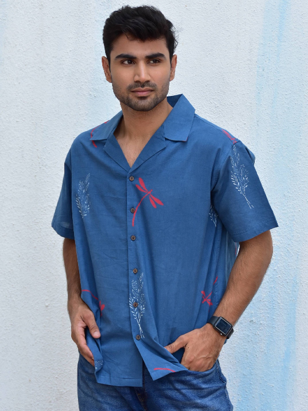 

Chidiyaa Original Conversational Printed Pure Cotton Casual Shirt, Blue