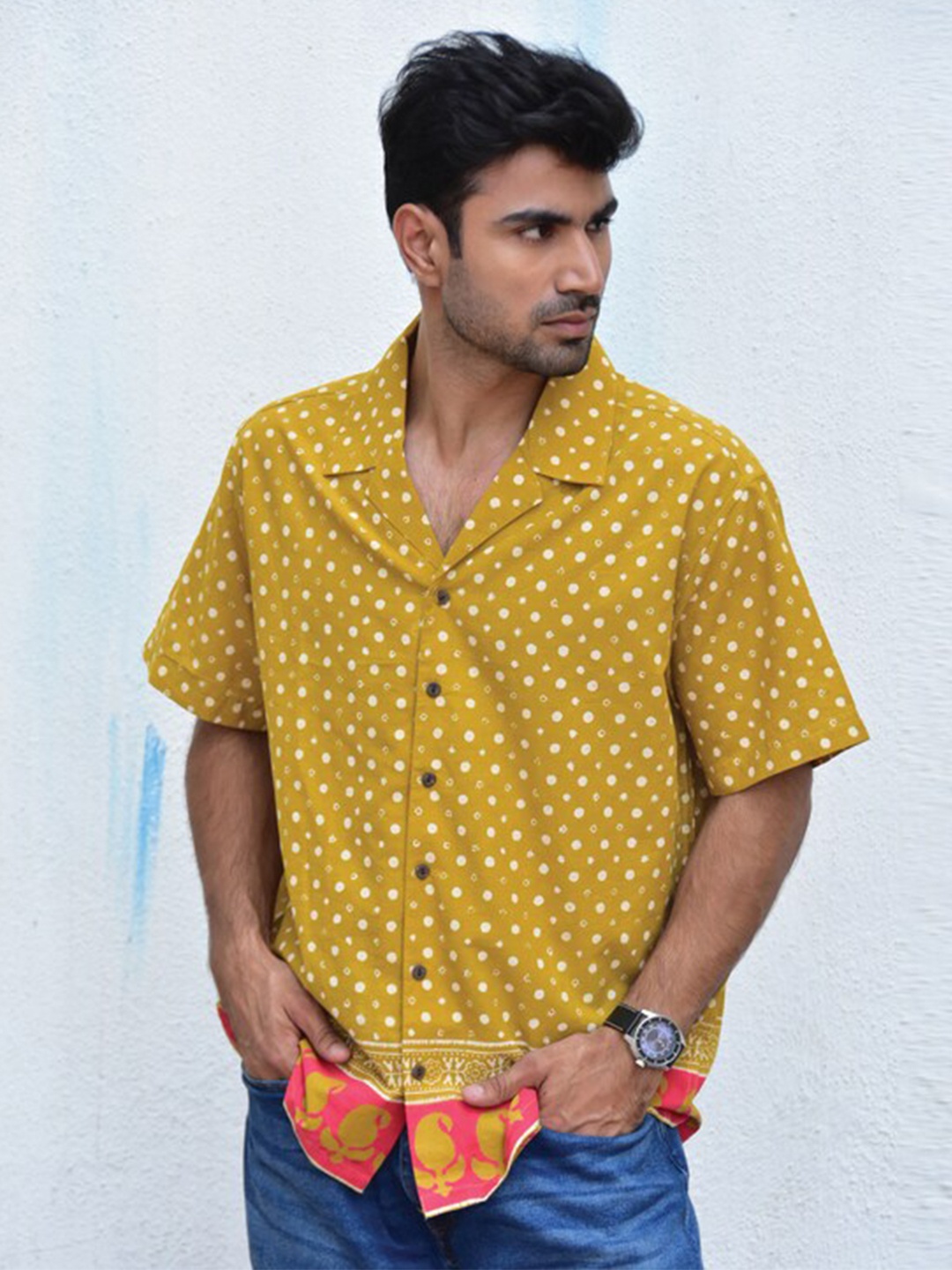 

Chidiyaa Original Ethnic Motif Printed Pure Cotton Casual Shirt, Yellow