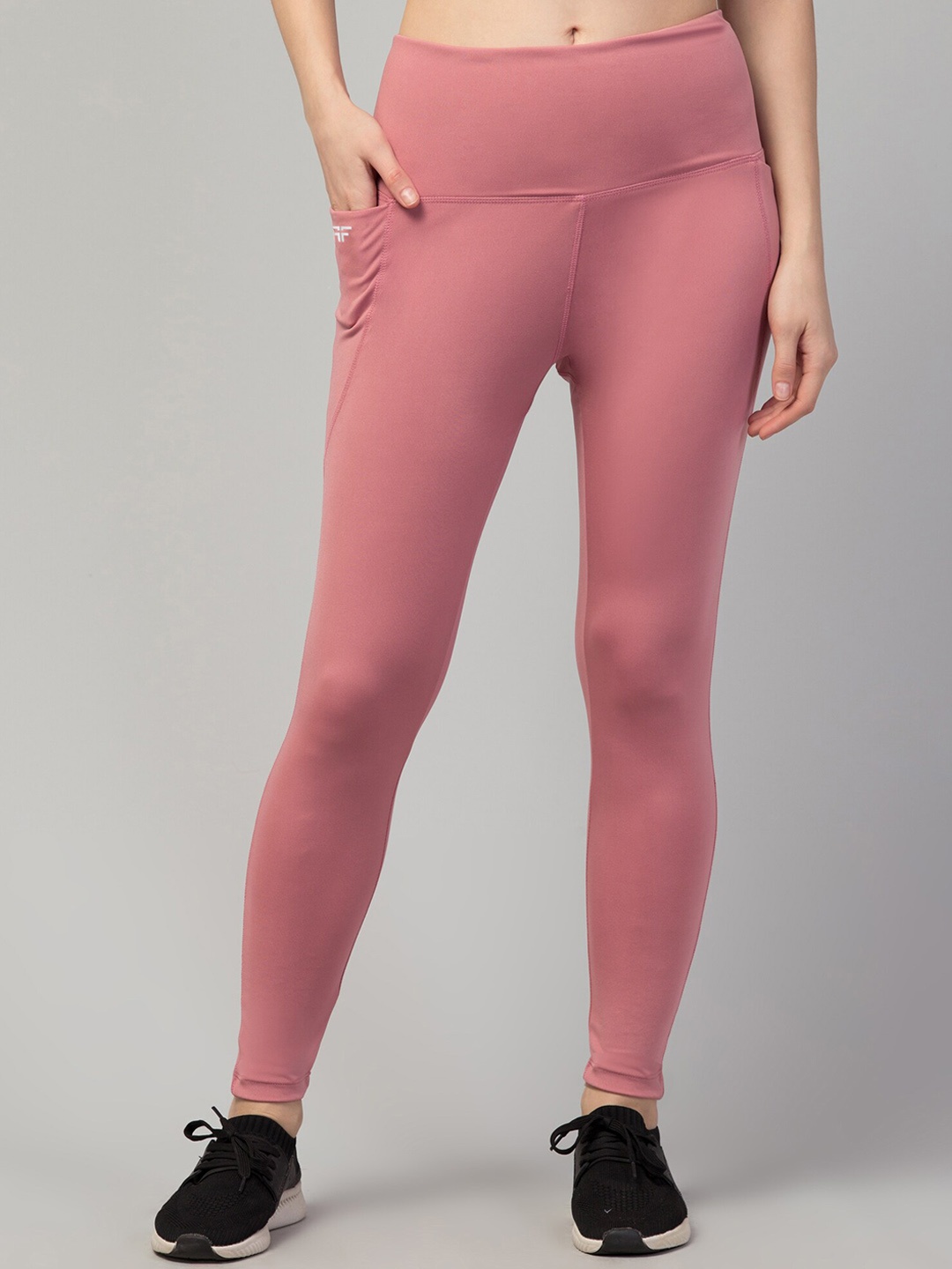 

FFLIRTYGO Women Mid-Rise Moisture Wicking Gym Tights, Pink
