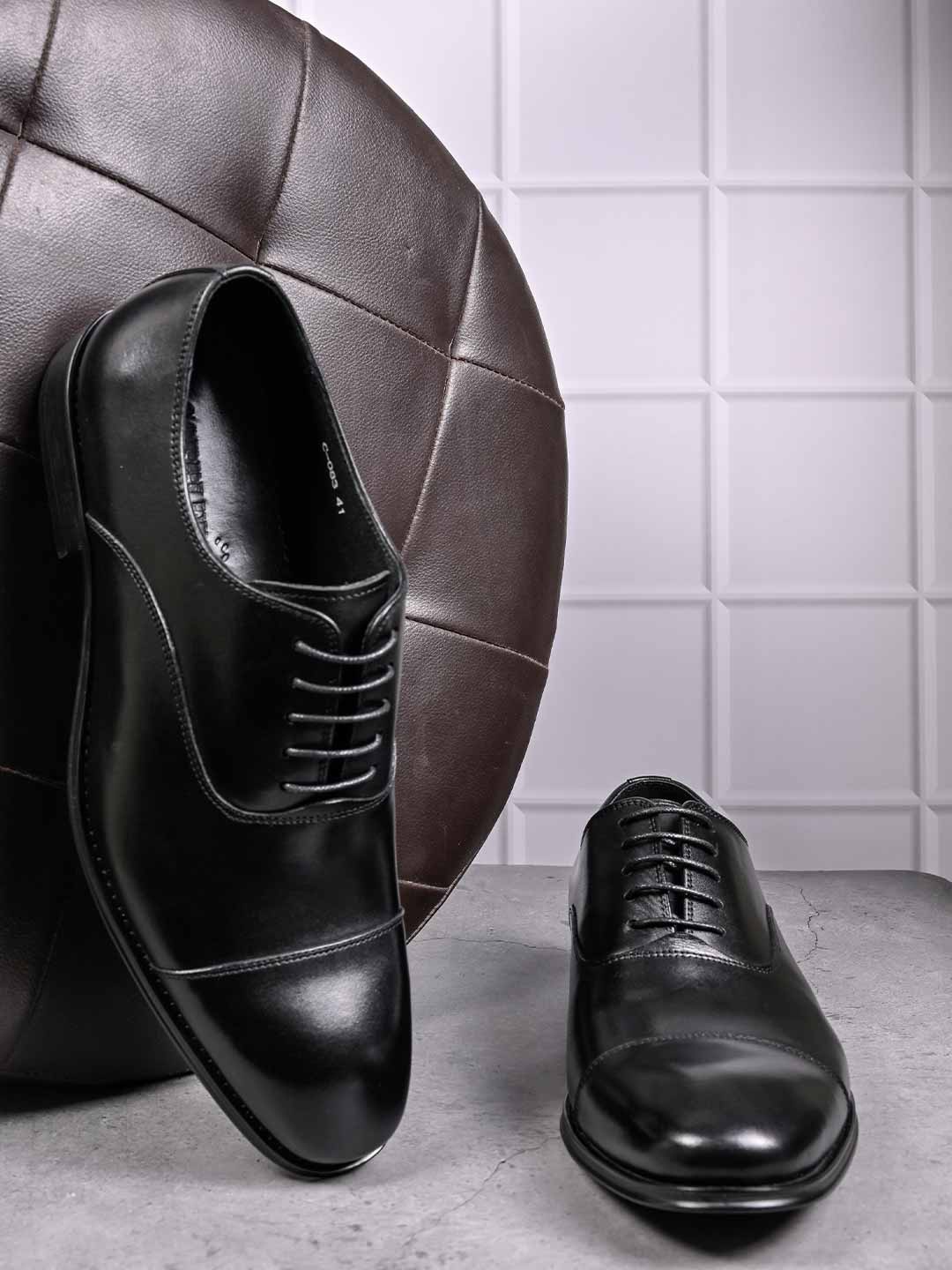 

Cobblerz Men Leather Formal Oxfords, Black