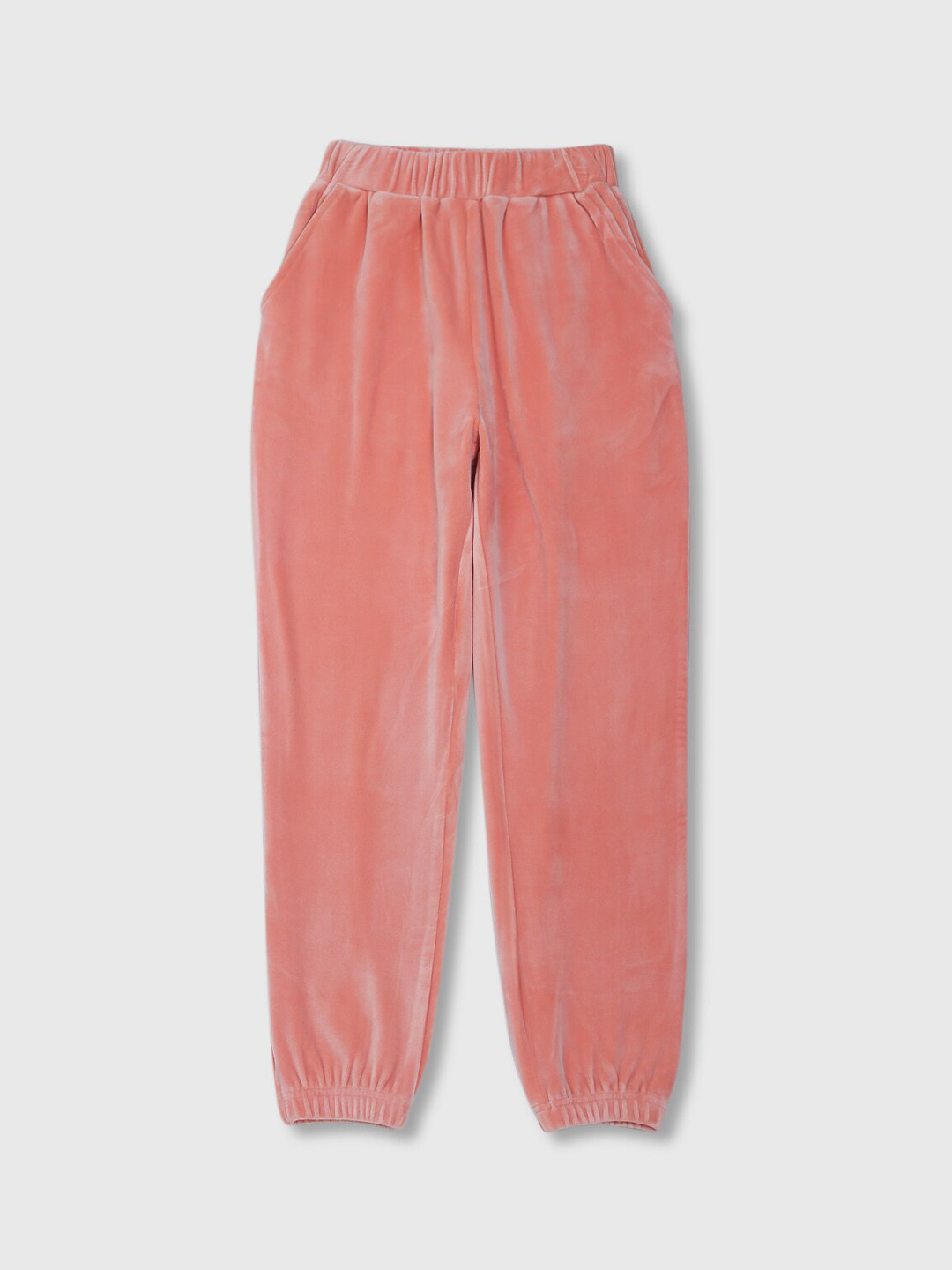 

Gini and Jony Girls Mid-Rise Regular-Fit Velvet Joggers, Peach