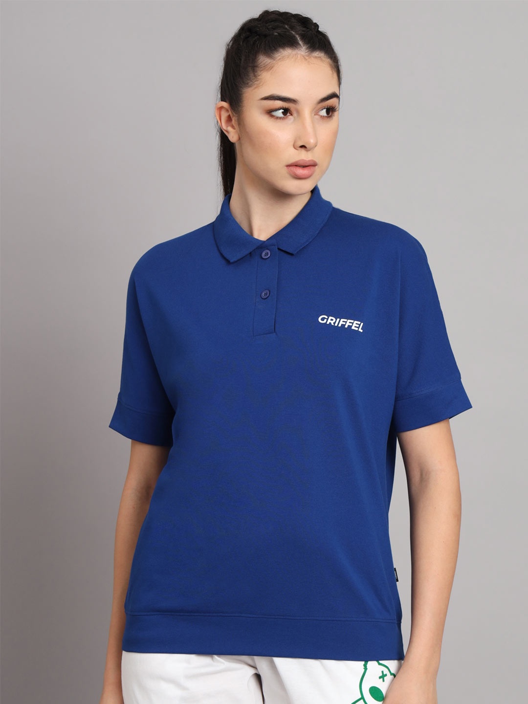 

GRIFFEL Polo Collar Cotton T-shirt, Blue