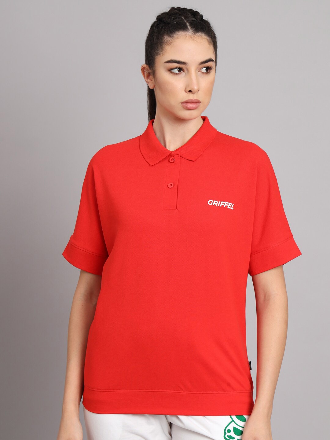 

GRIFFEL Polo Collar Cotton T-shirt, Red