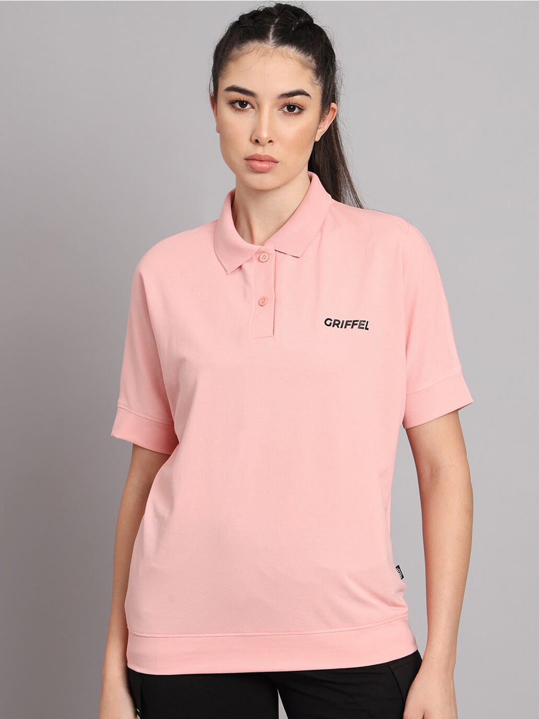

GRIFFEL Polo Collar Cotton T-shirt, Peach