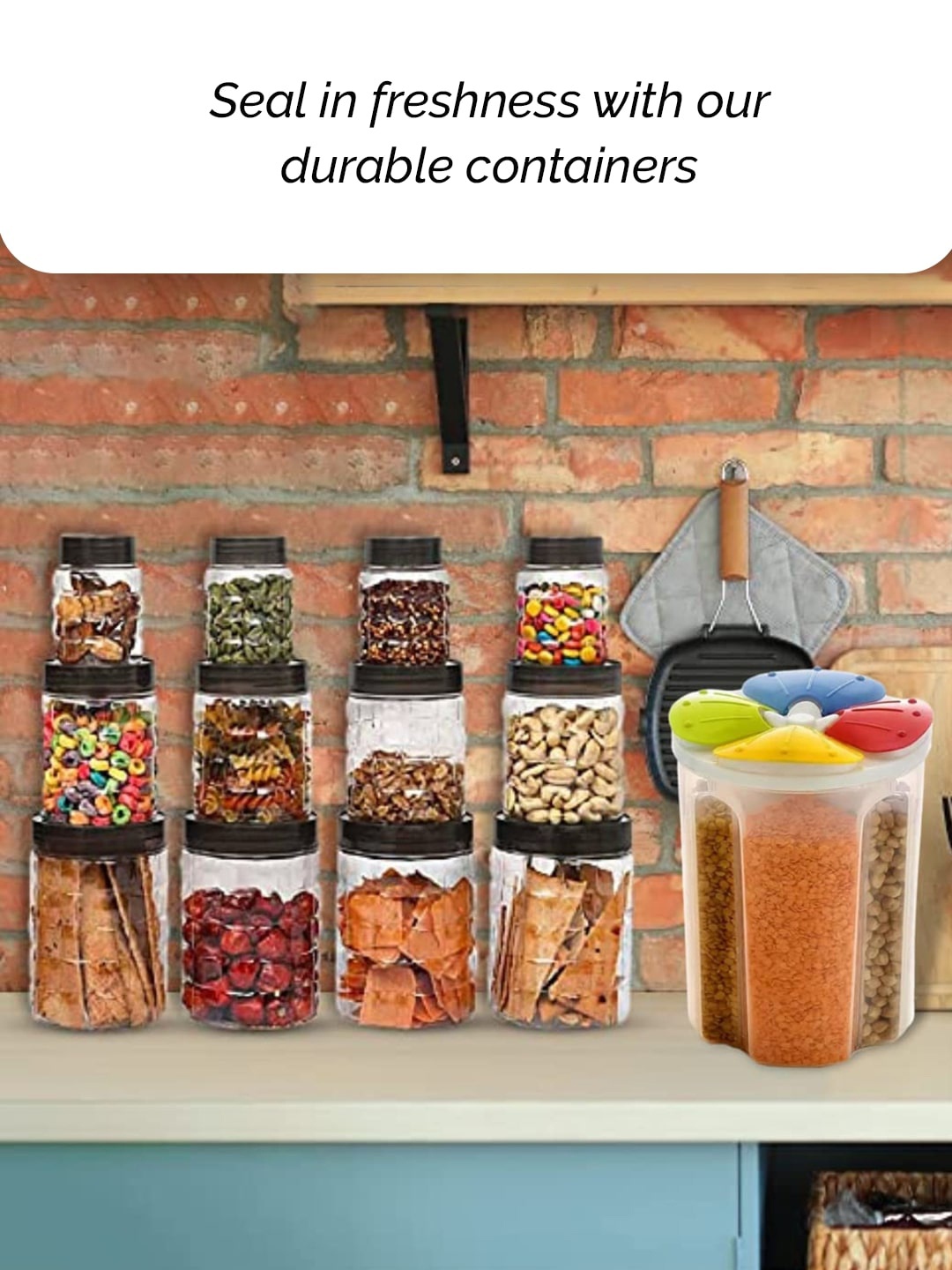 

Kuber Industries Transparent 12-Pcs 4 In1 Leakproof Storage Containers