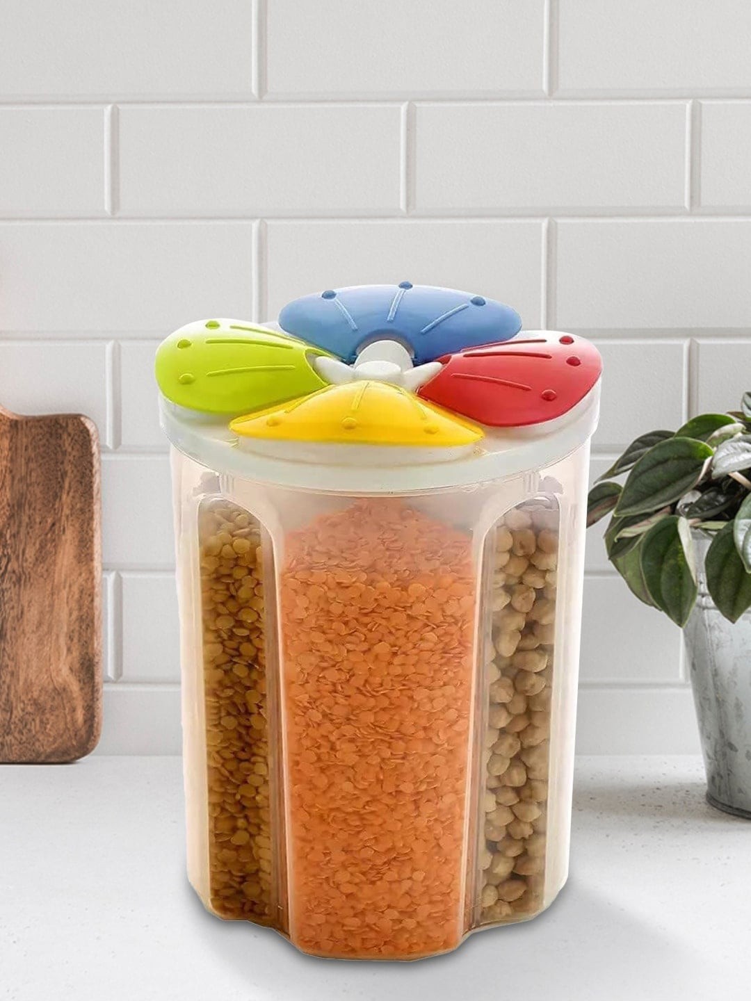 

Kuber Industries Transparent Storage Container With 4 Compartment With Lid