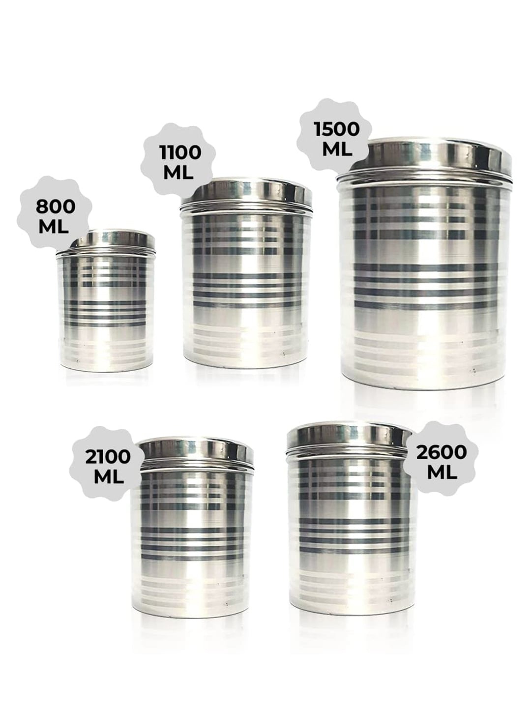 

Kuber Industries 5-Pieces Assorted Stainless Steel Food Container