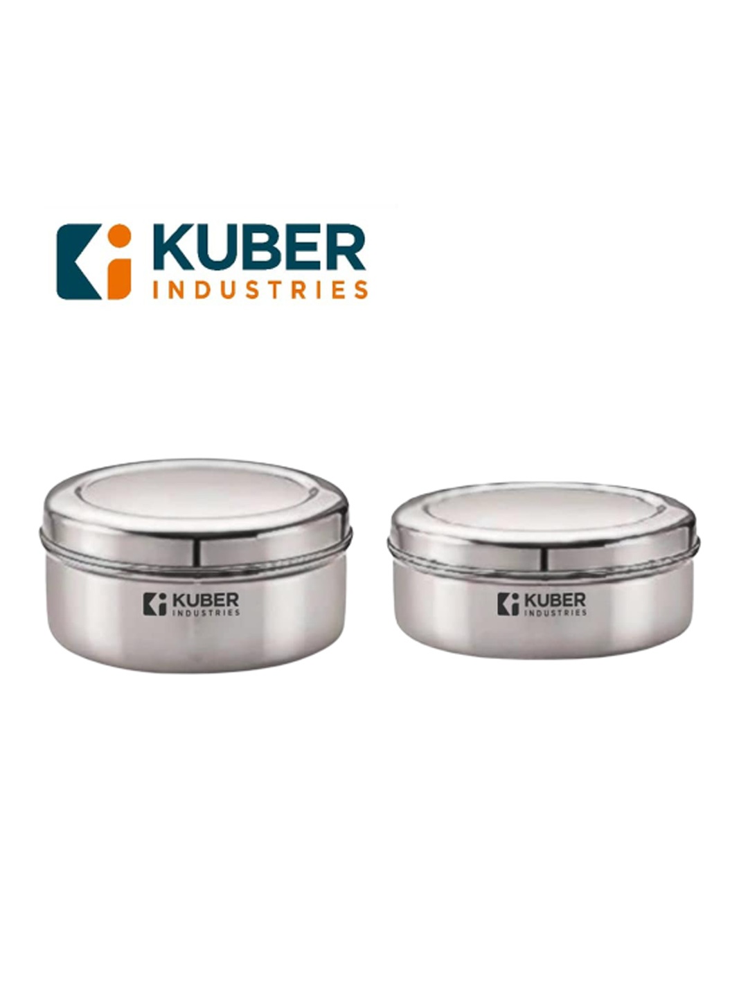 

Kuber Industries 2-Pieces Textured Stainless Steel Rust-Proof Flat Canisters-1.25L & 1L