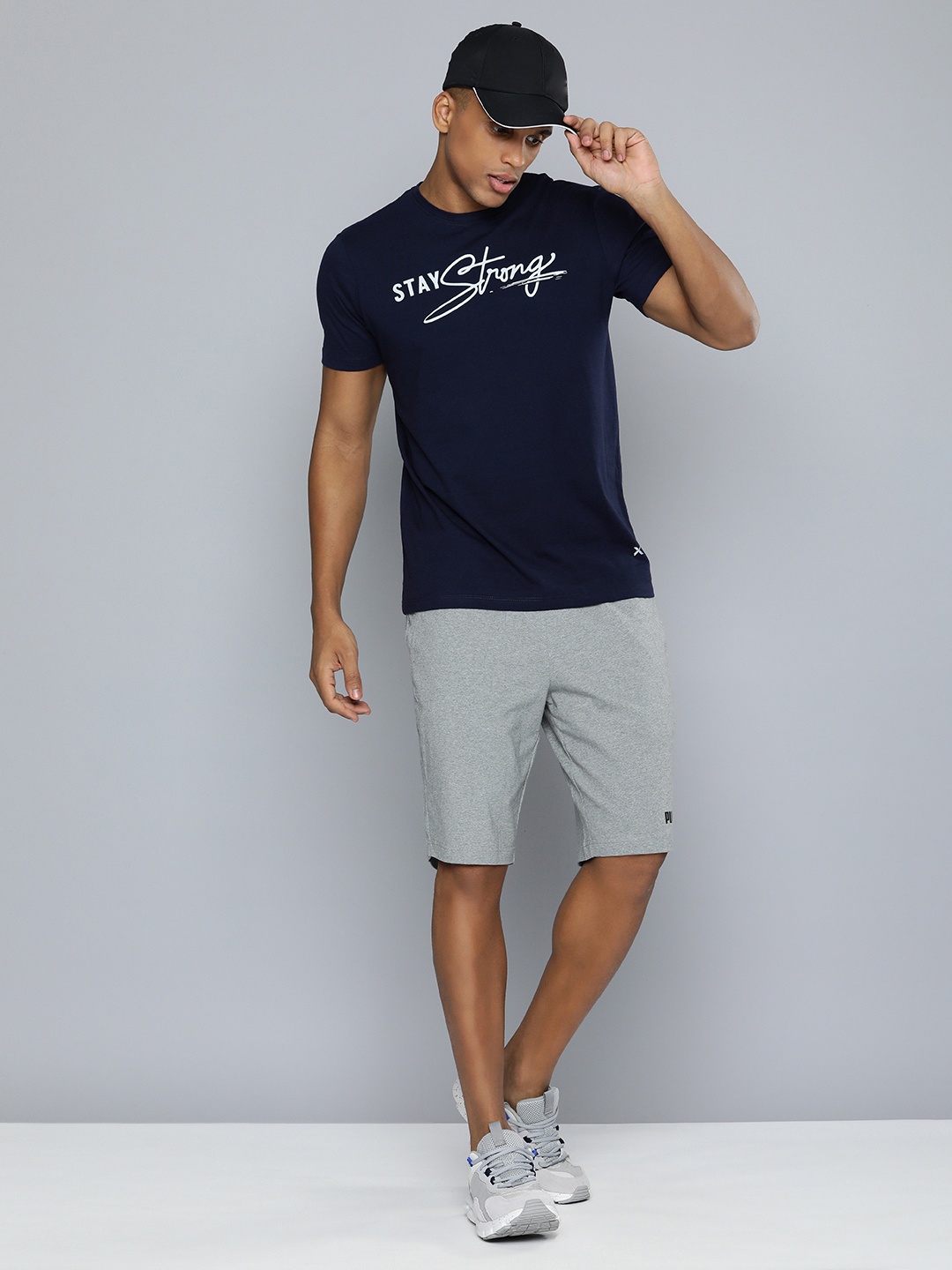

HRX by Hrithik Roshan Men Typography Printed Pure Cotton T-shirt, Navy blue