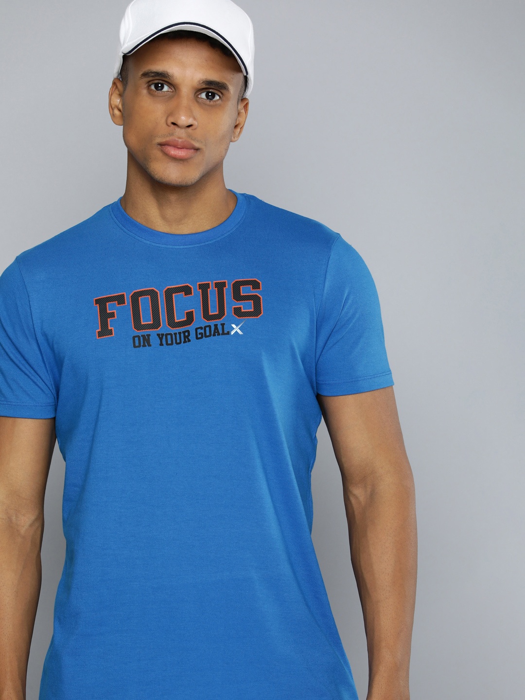 

HRX by Hrithik Roshan Men Typography Printed Pure Cotton T-shirt, Blue