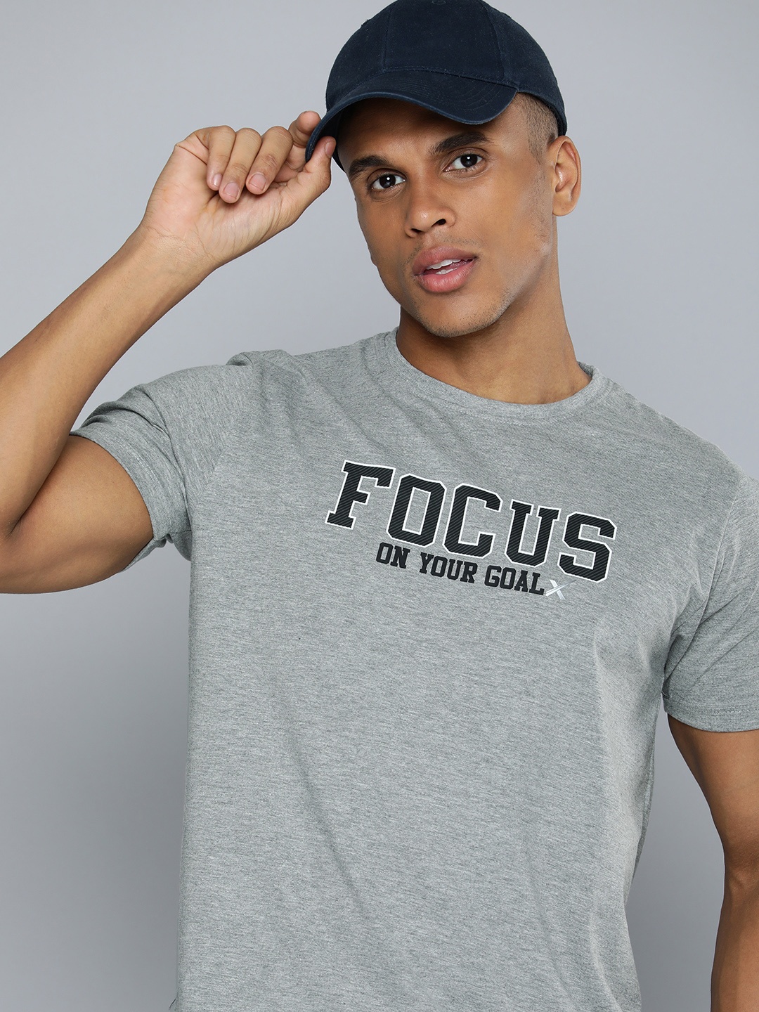 

HRX by Hrithik Roshan Men Typography Printed Pure Cotton T-shirt, Grey