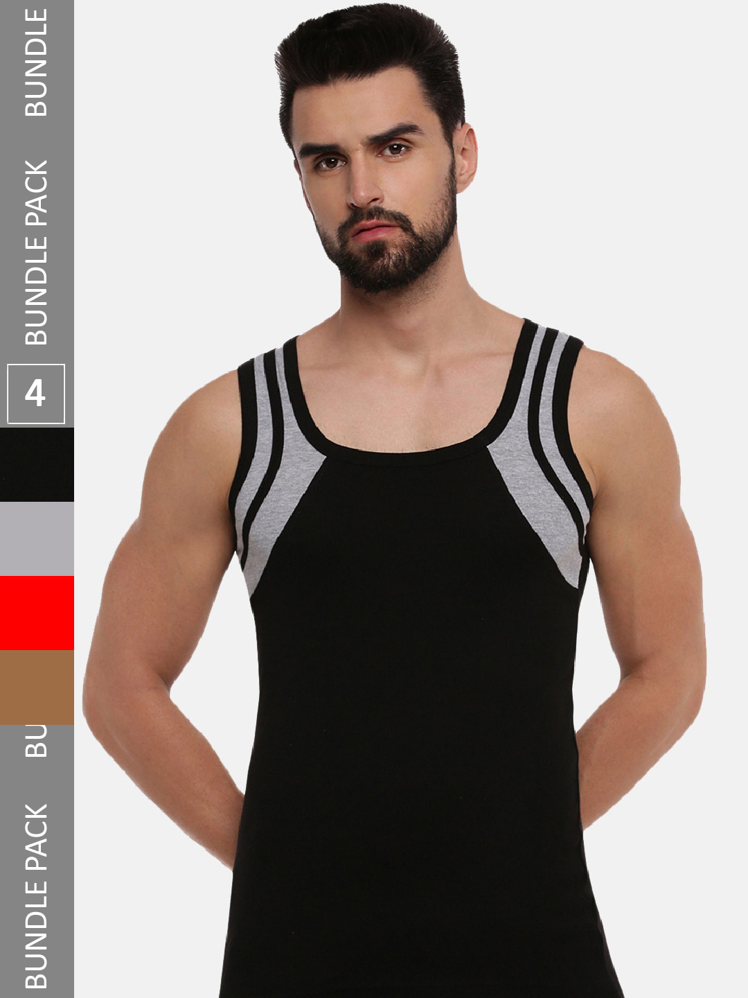 

Ramraj Pack Of 4 Scoop Neck Combed Cotton Basic Innerwear Vest ARCHERYGYMVRN5004, Black