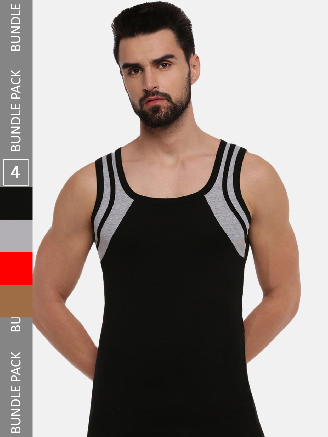 

Ramraj Pack Of 4 Round Neck Cotton Basic Innerwear Vest, Black