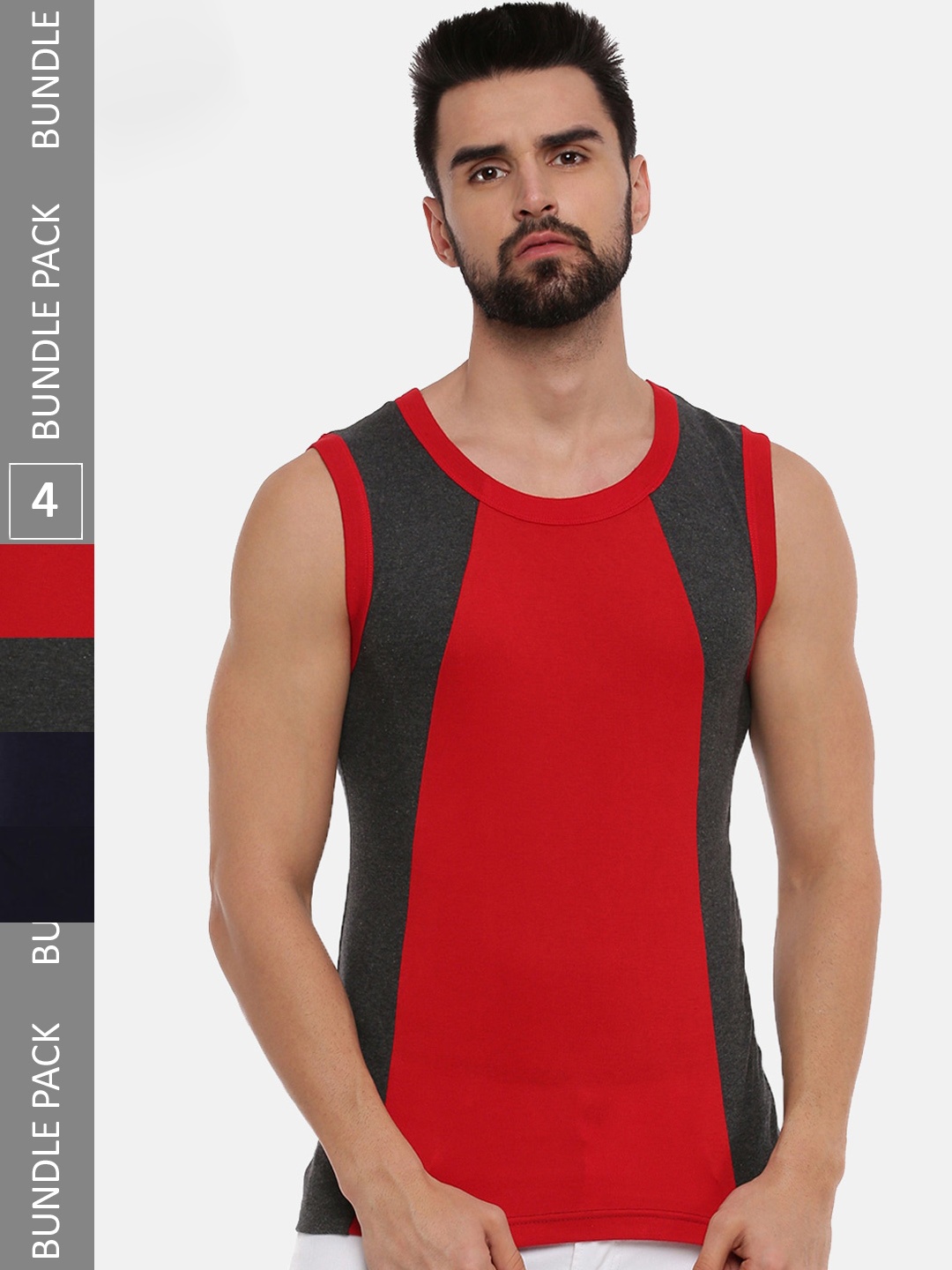 

Ramraj Men Pack Of 4 Round Neck Cotton Basic Innerwear Vests, Grey