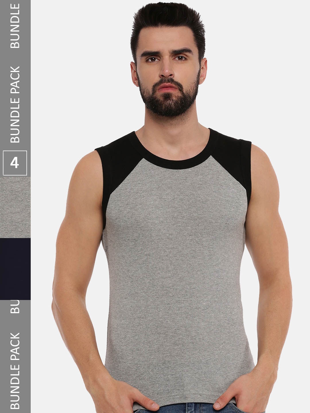 

Ramraj Pack Of 4 Round Neck Cotton Basic Innerwear Vest, Navy blue