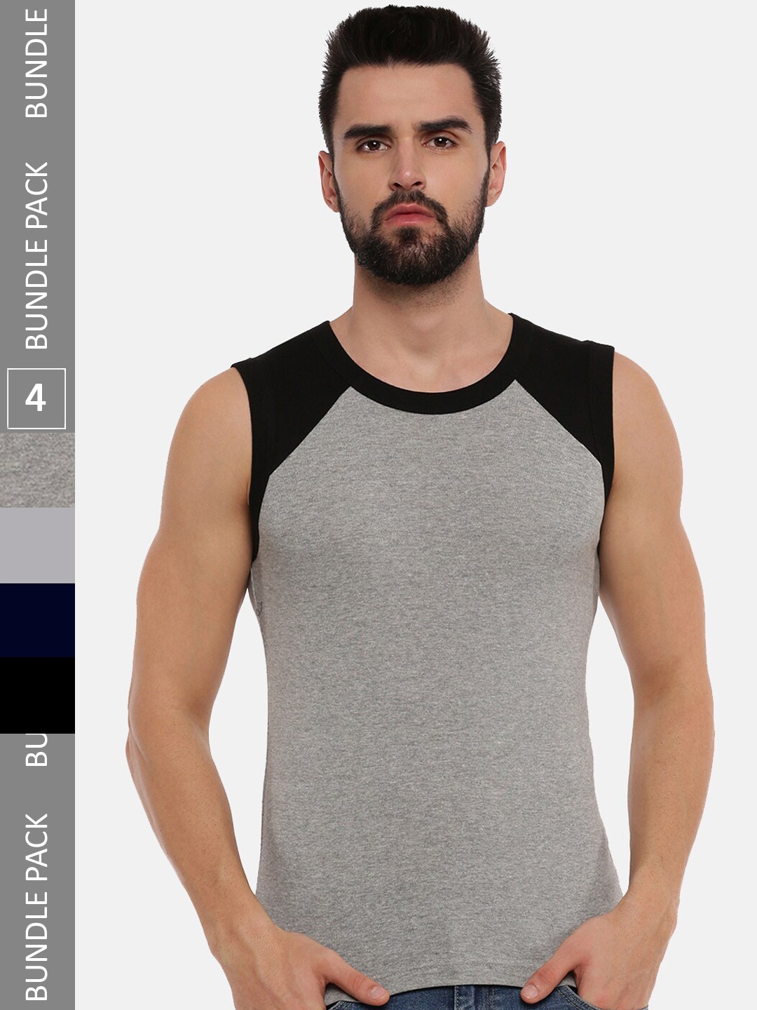 

Ramraj Pack Of 4 Color-Blocked Cotton Innerwear Vests, Grey