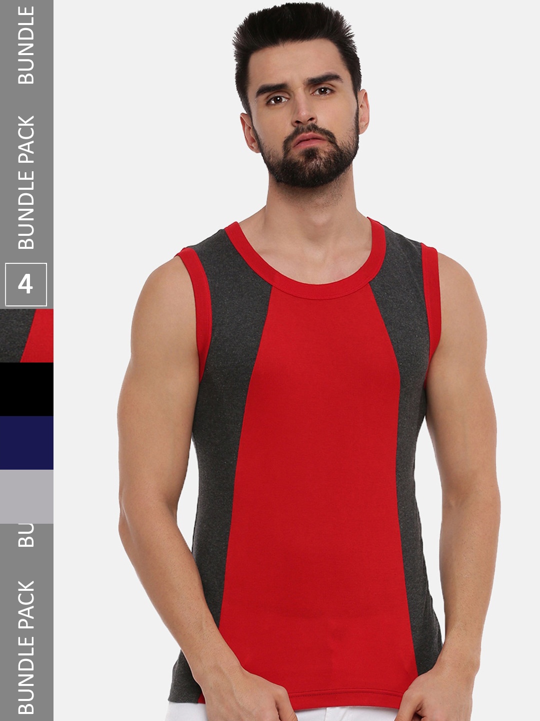

Ramraj Pack Of 4 Round Neck Cotton Basic Innerwear Vest, Navy blue