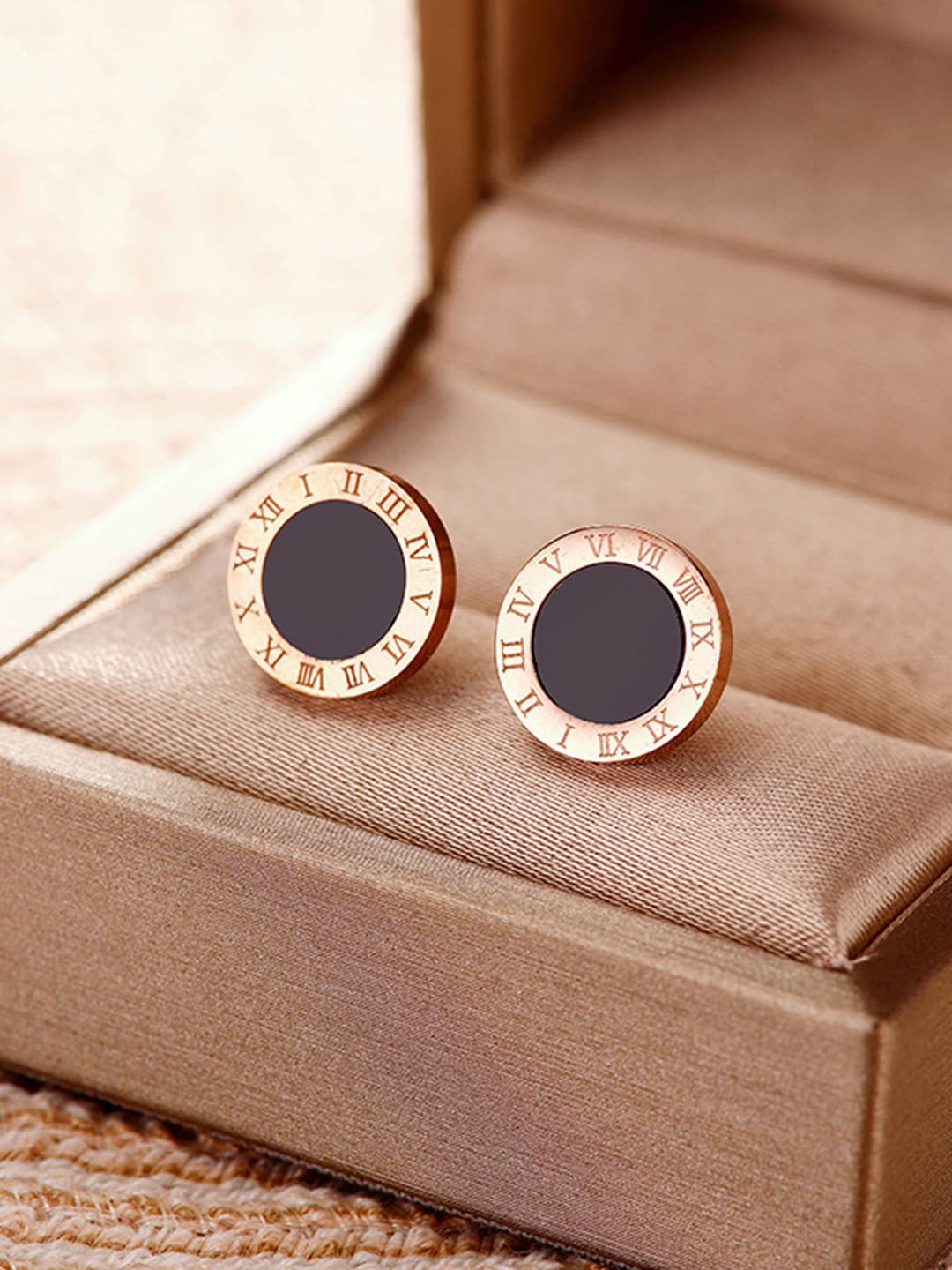 

Jewels Galaxy Rose Gold Plated Contemporary Cubic Zirconia Studs Earrings