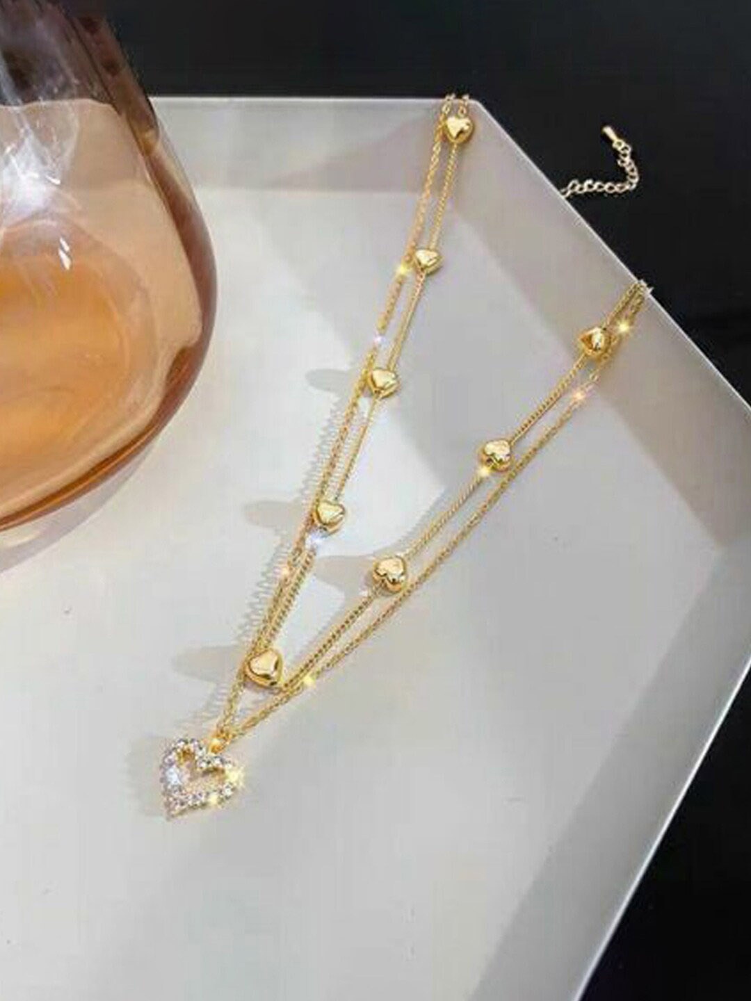 

Jewels Galaxy Gold-Plated AD-Studded Pendant With Chain