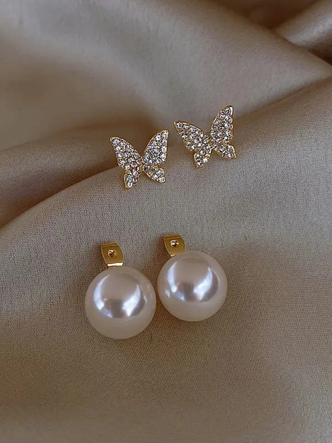 

Jewels Galaxy Gold Plated American Diamond Drop Earrings, White