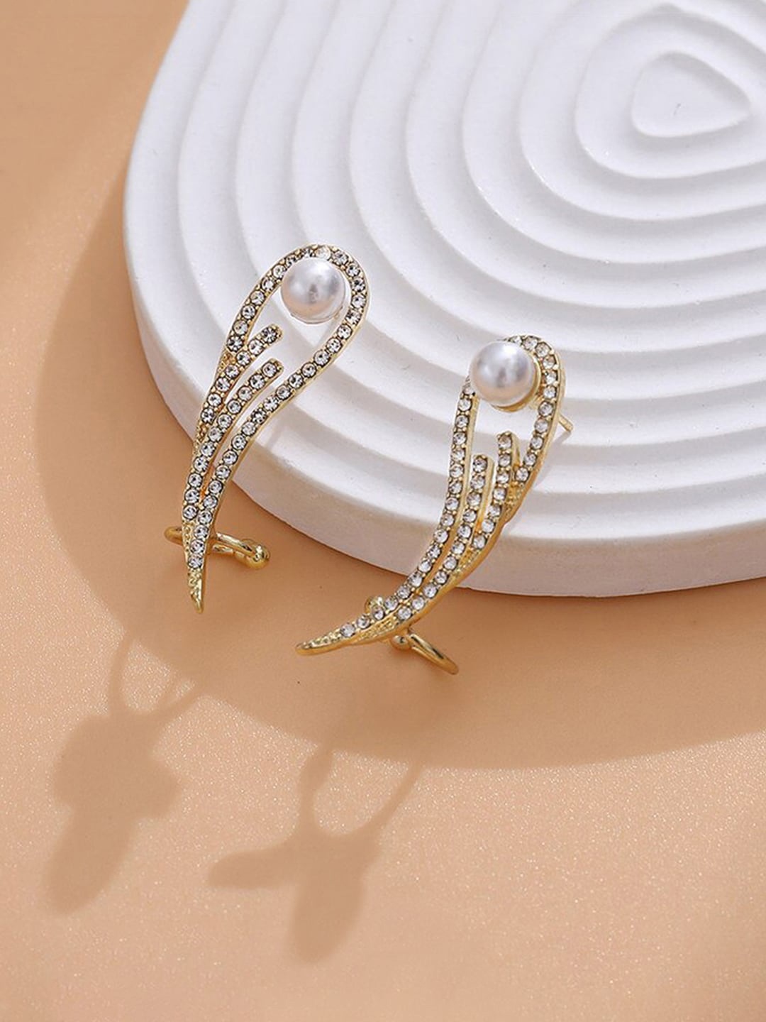 

Jewels Galaxy Gold-Plated Contemporary AD Studded Drop Earrings