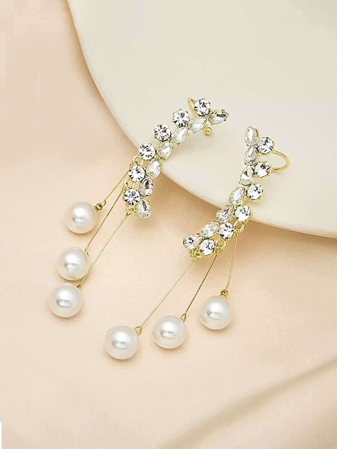 

Jewels Galaxy Gold-Plated American diamonds Contemporary Drop Earrings