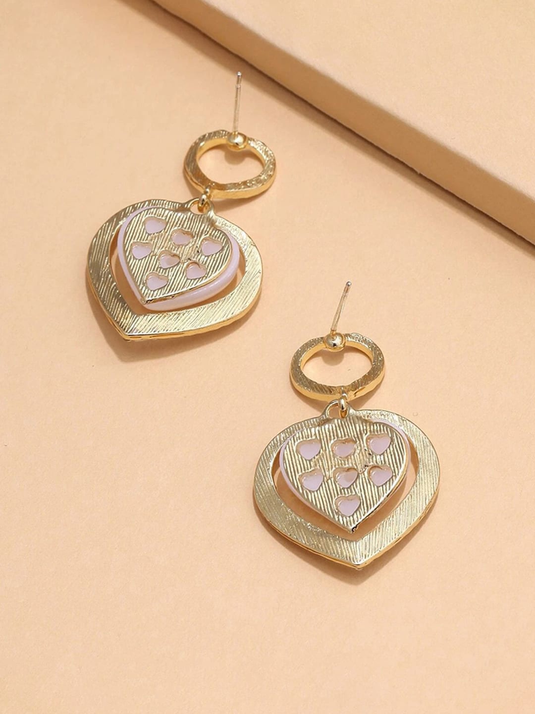 

Jewels Galaxy Gold-Plated Heart Shaped Drop Earrings