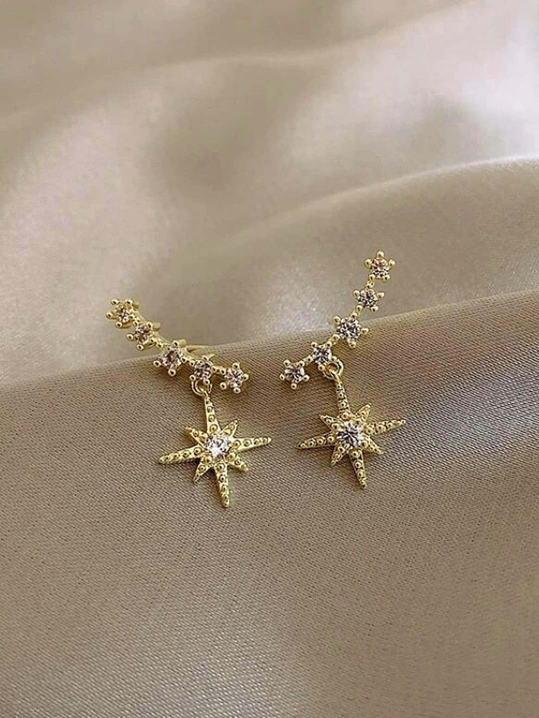 

Jewels Galaxy Gold-Plated Stone-Studded Drop Earrings