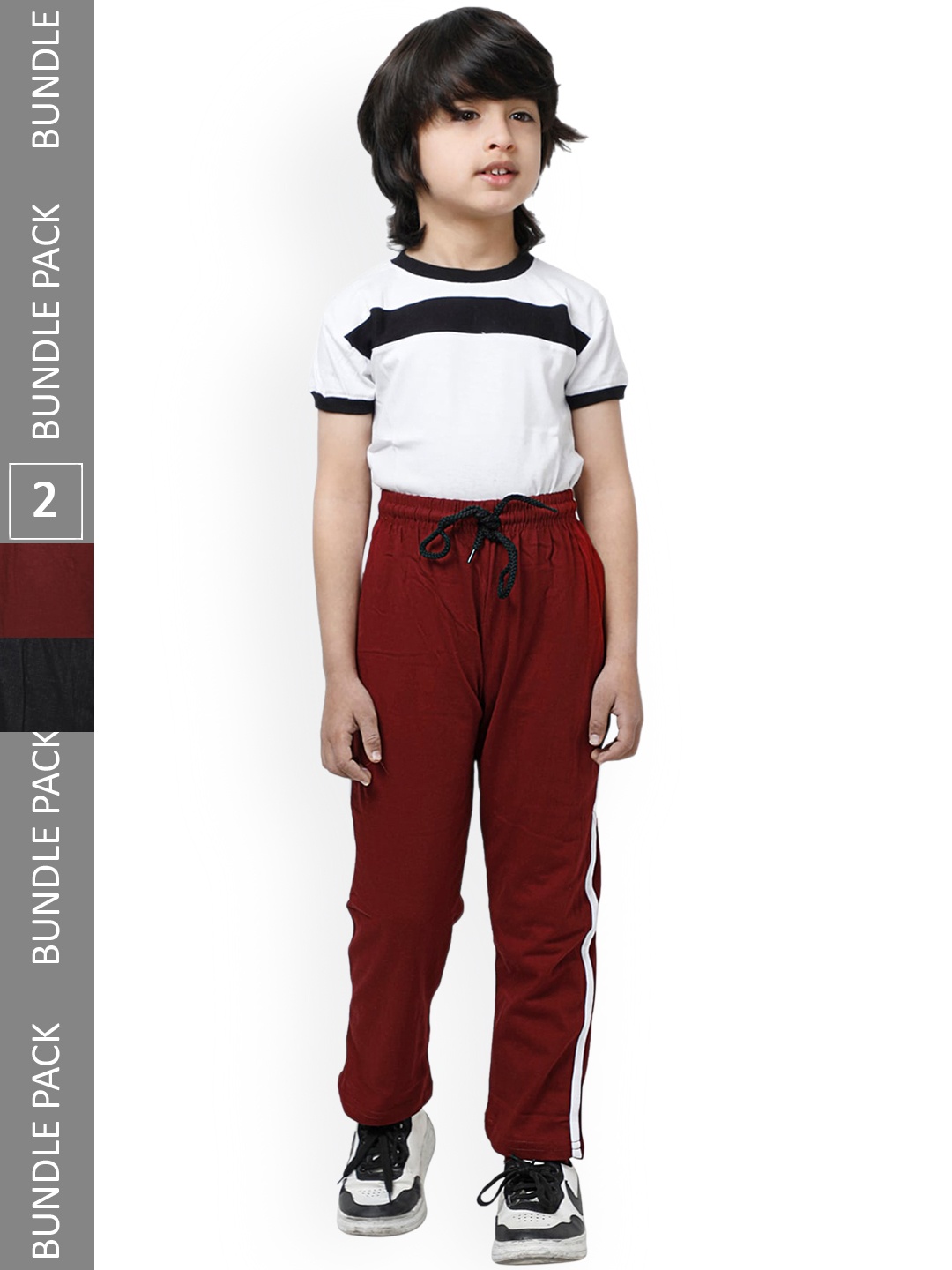 

IndiWeaves Boys Pack Of 2 Pure Cotton Track Pants, Maroon