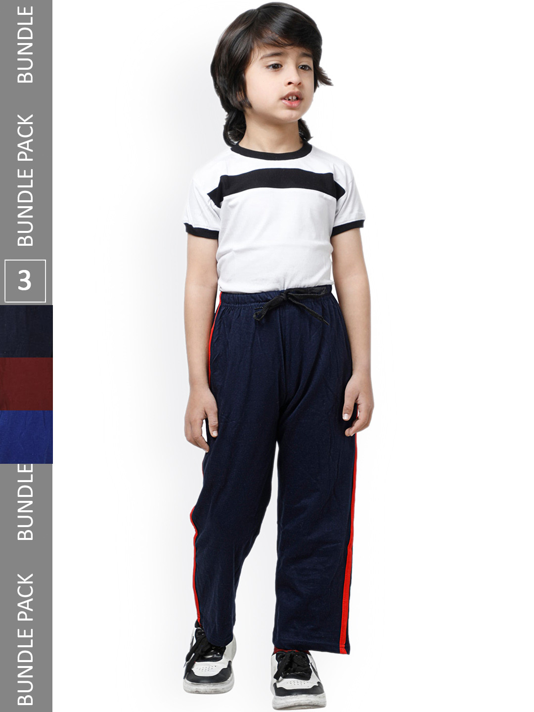 

IndiWeaves Boys Pack Of 3 Mid-Rise Regular-Fit Pure Cotton Track Pants, Maroon