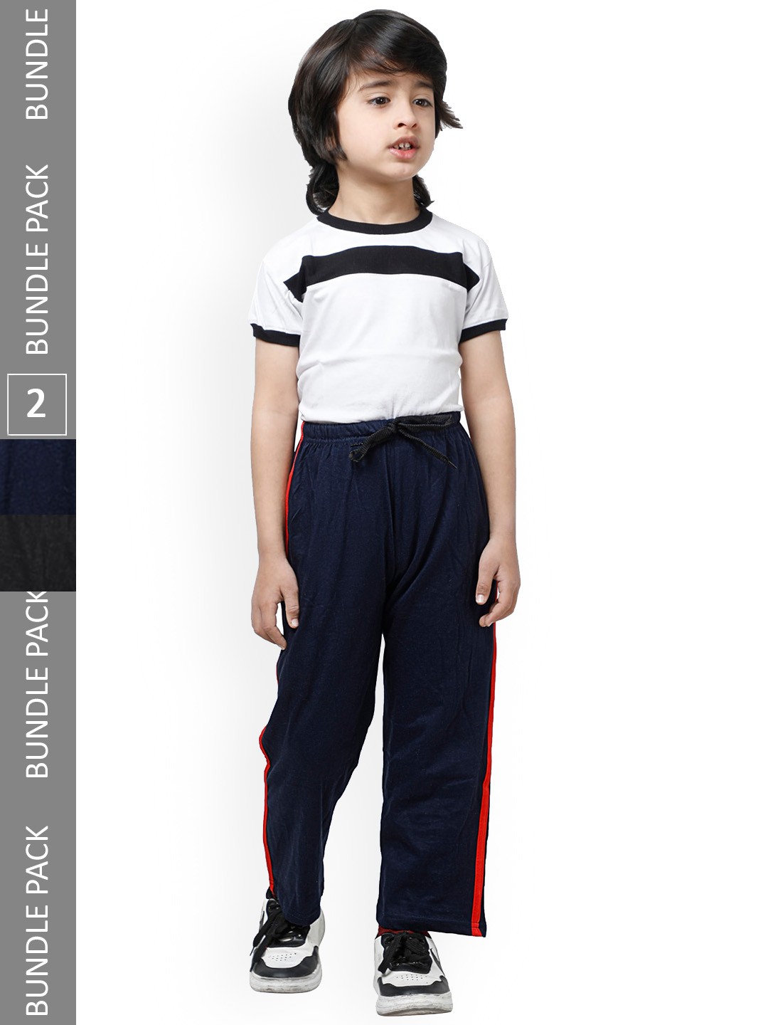 

IndiWeaves Boys Pack Of 2 Pure Cotton Track Pants, Navy blue