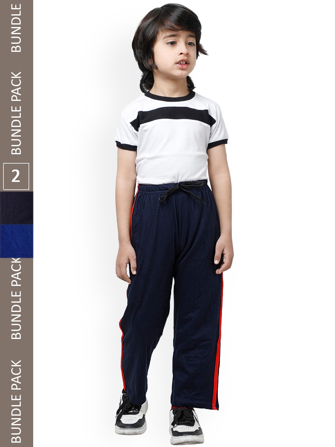 

IndiWeaves Boys Pack Of 2 Pure Cotton Track Pants, Blue