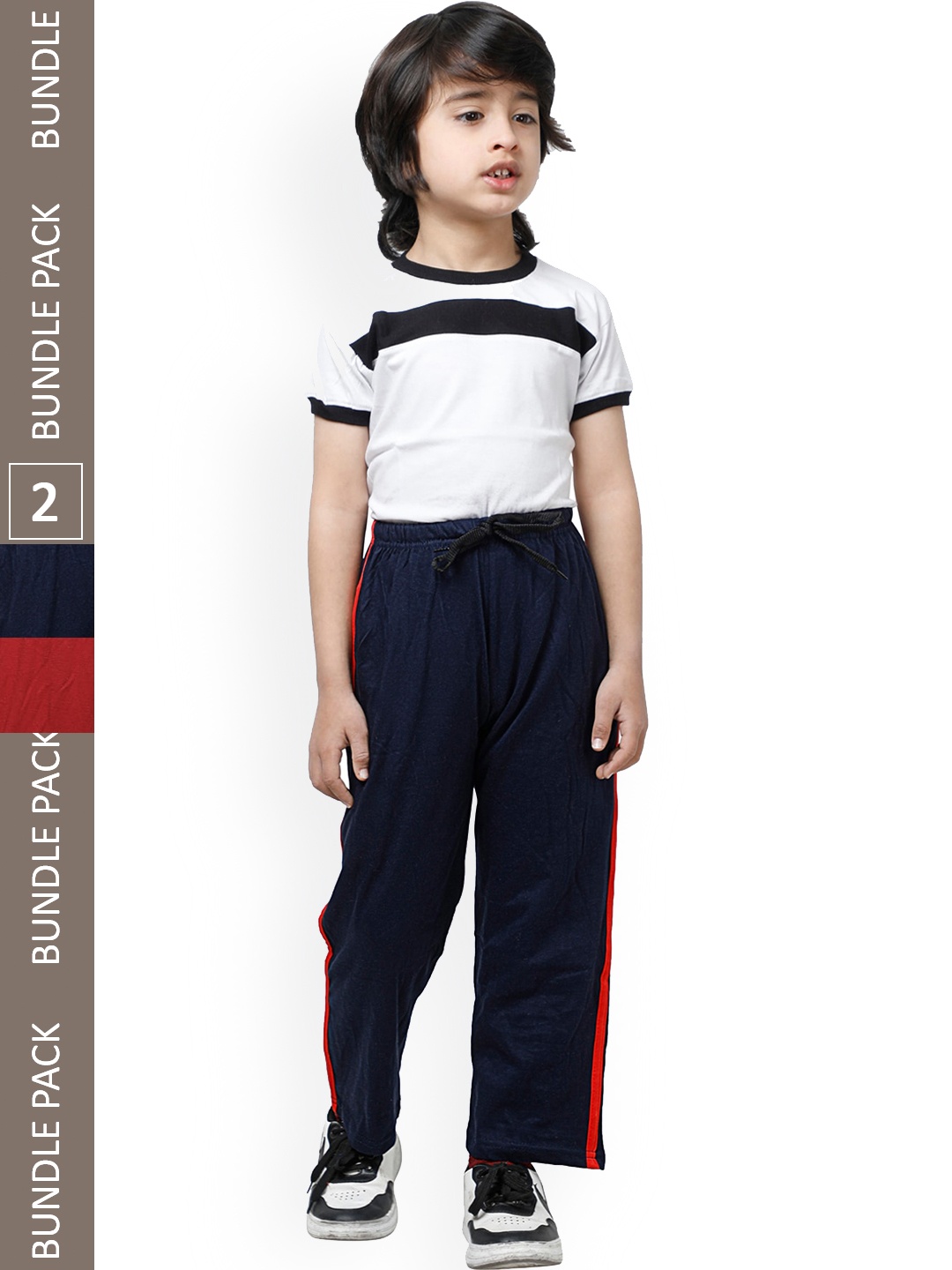 

IndiWeaves Boys Pack Of 2 Pure Cotton Track Pants, Navy blue