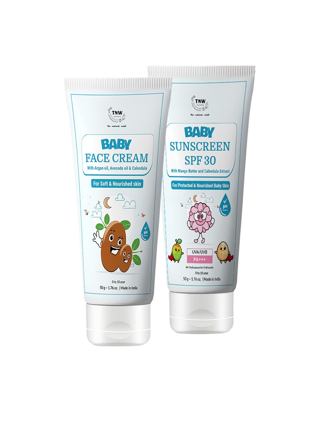 

TNW the natural wash Kids Face Cream & Baby Sunscreen SPF 30 Cream 50gm Each, White