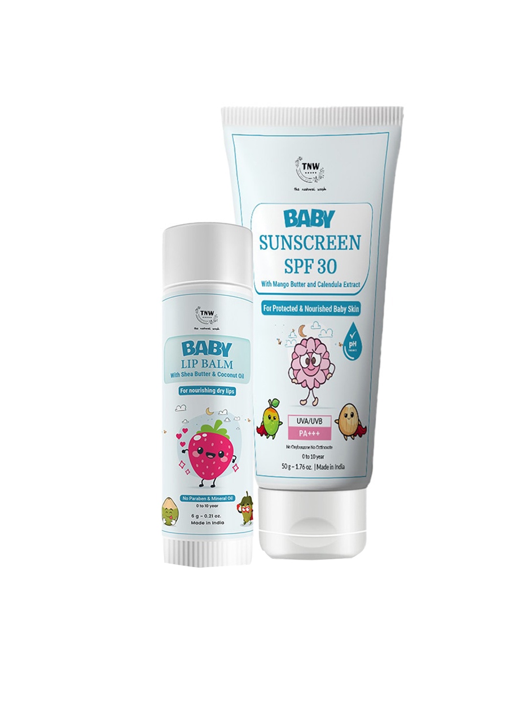 

TNW the natural wash Kids 2 Pcs Lip Balm & Baby Sunscreen SPF 30, Pink