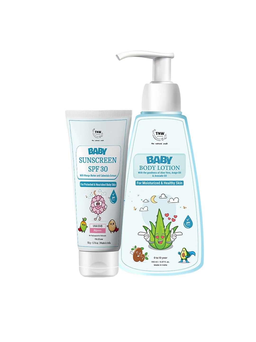 

TNW the natural wash Kids Set Of 2 Baby Sunscreen & Body Lotion, White