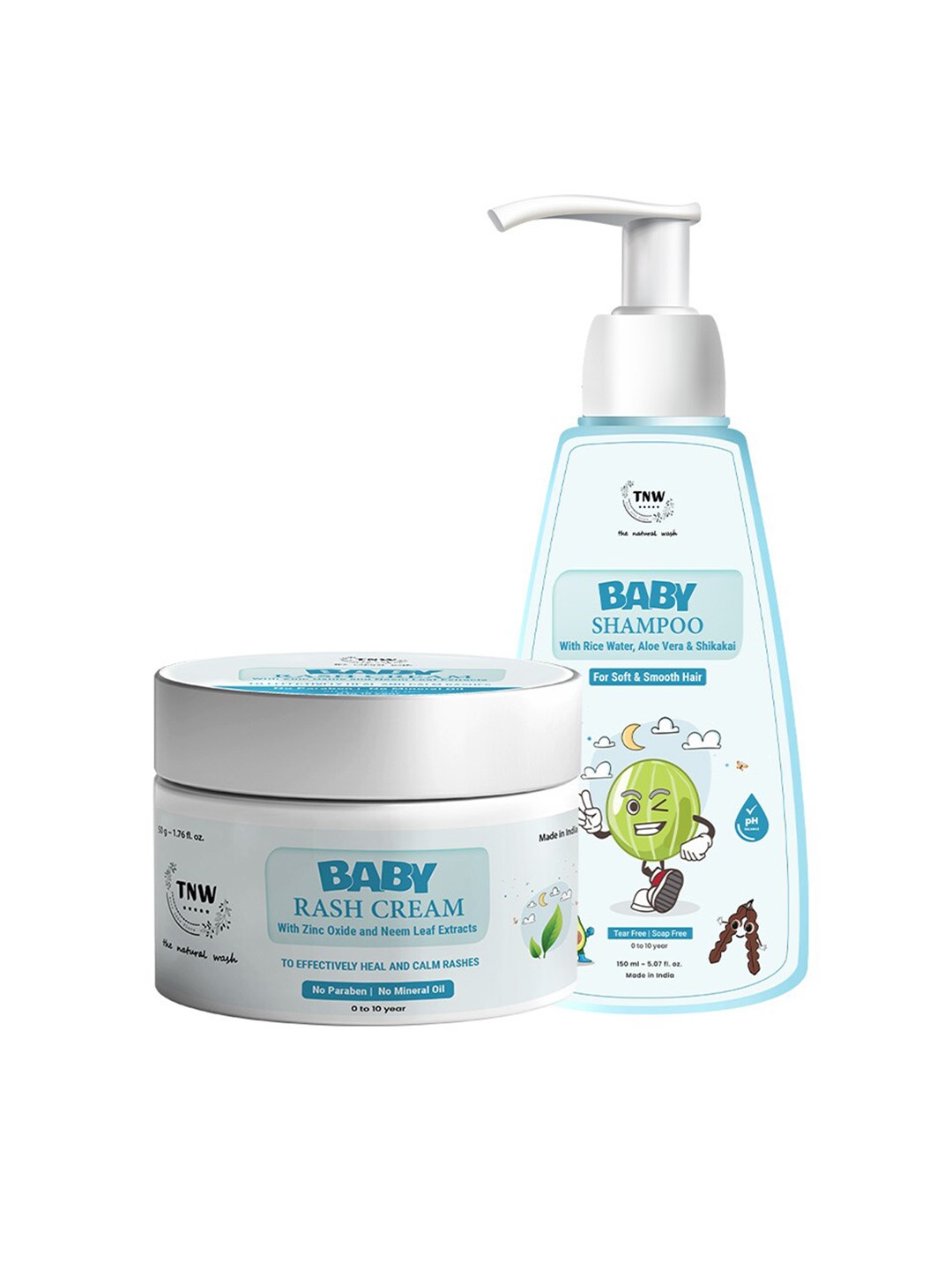 

TNW the natural wash Kids Set Of 2 Shampoo & Rash Cream, Transparent