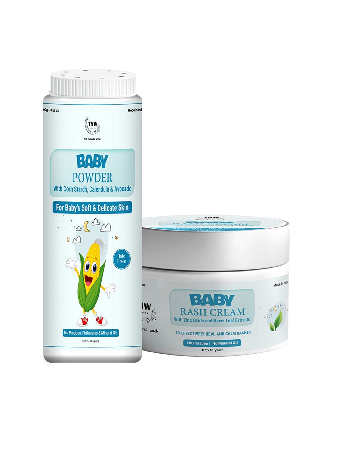 

TNW the natural wash Kids Set Of 2 Baby Powder & Baby Rash Cream, White