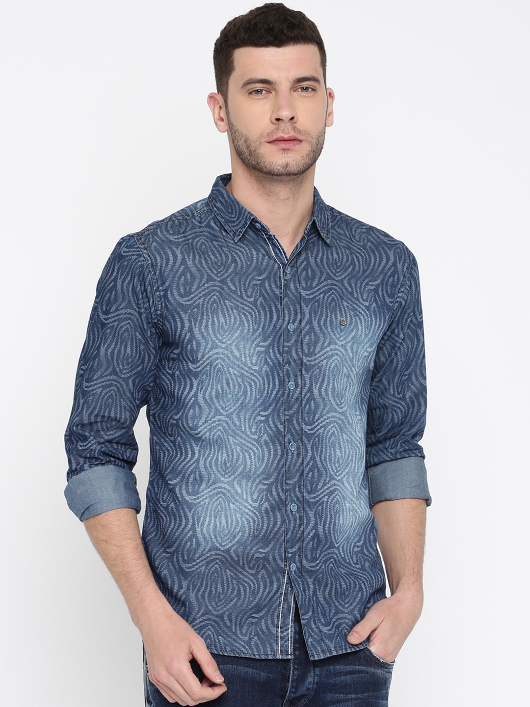 

SPYKAR Men Blue Slim Fit Printed Casual Shirt