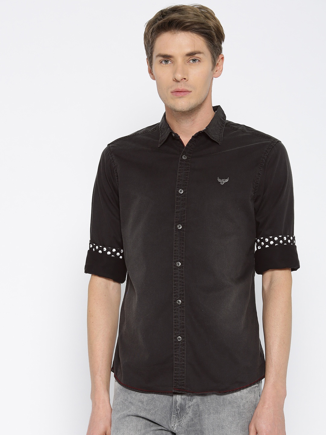 

SPYKAR Men Black Slim Fit Faded Casual Shirt