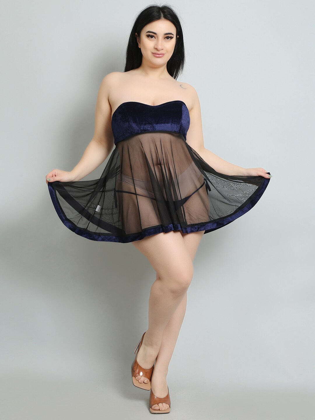 

Hill Islands Strapless Baby Doll, Navy blue