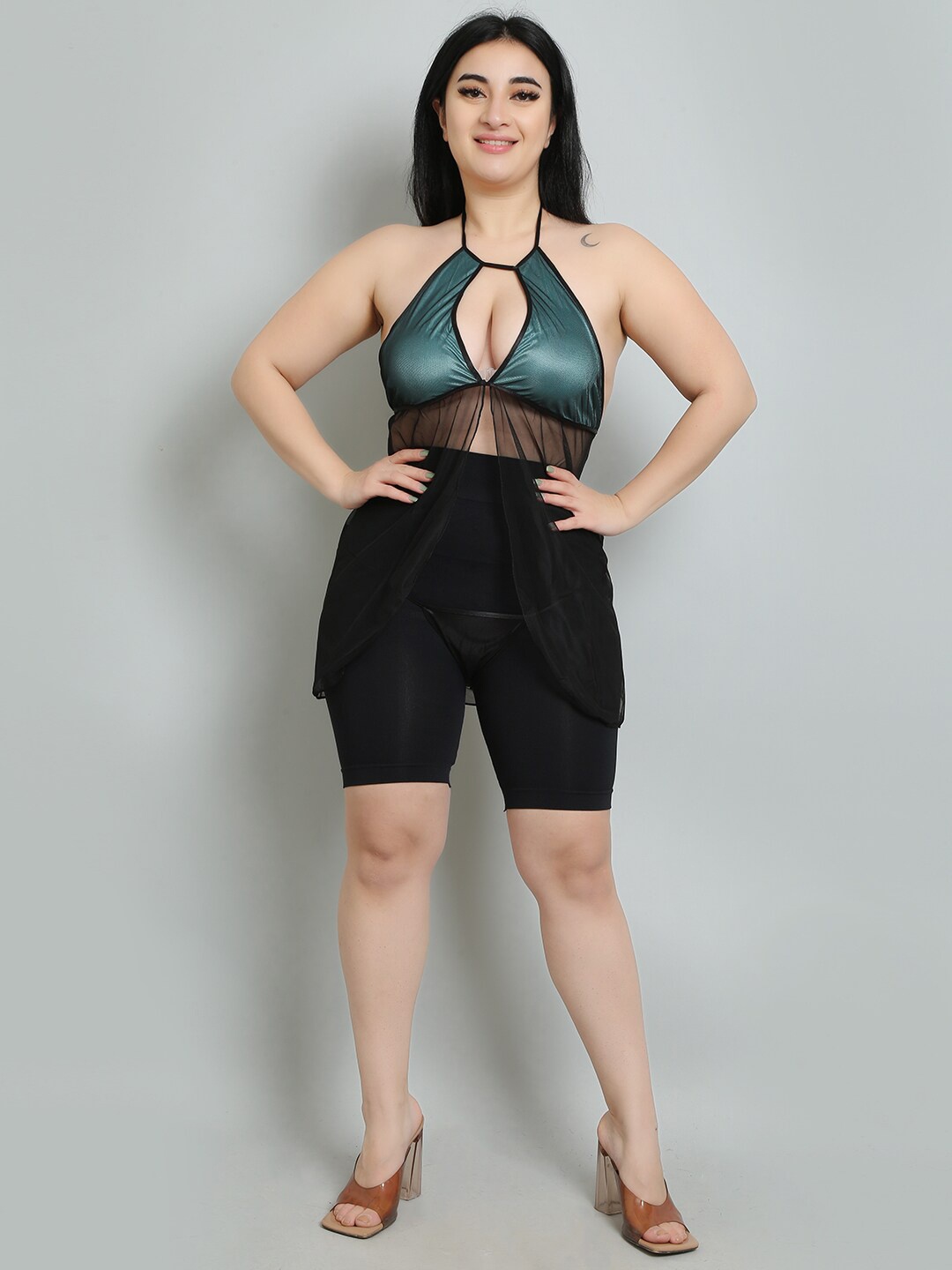 

Hill Islands Luxe Satin Baby Doll, Sea green