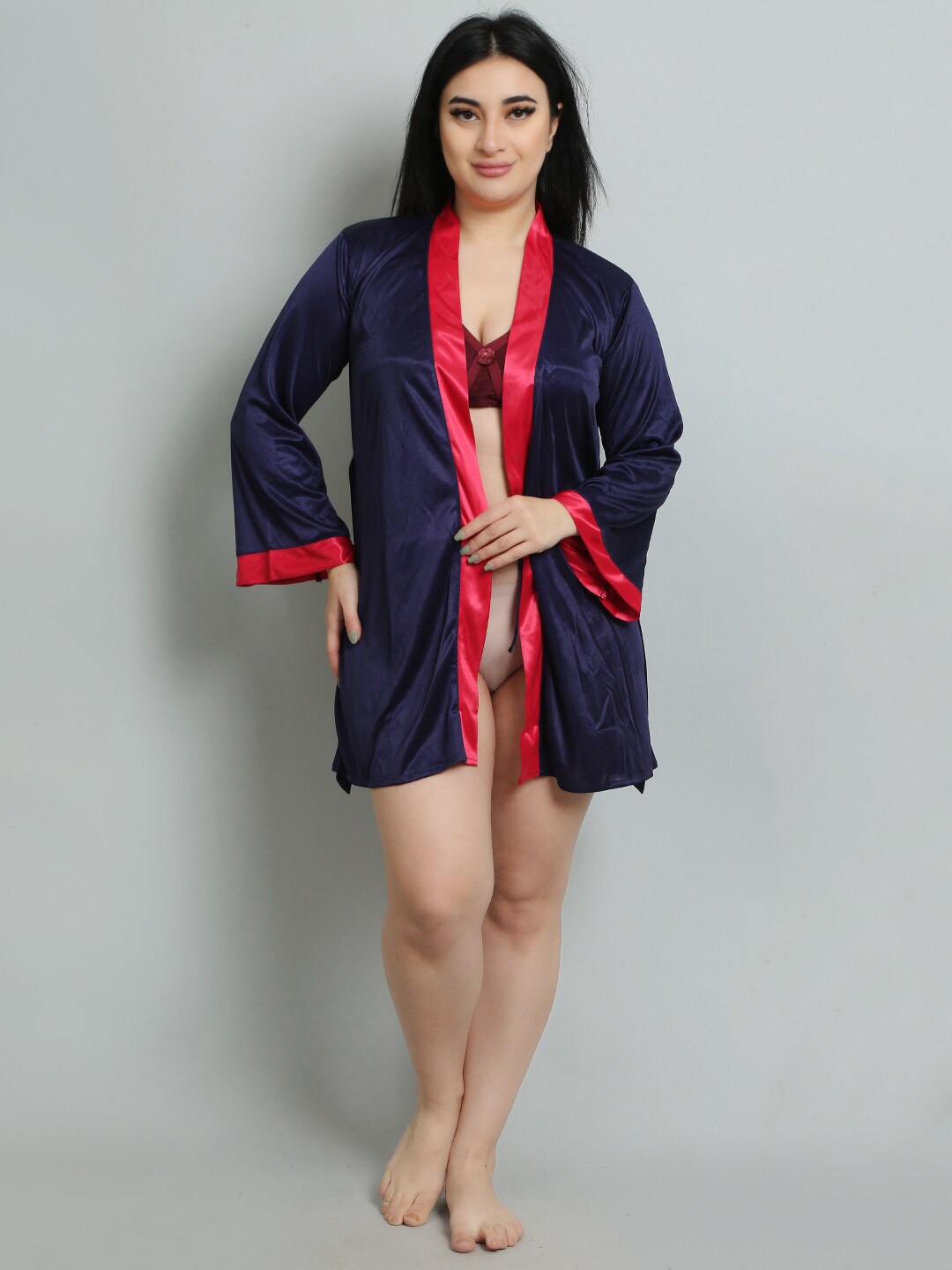 

Hill Islands Luxe Satin Robe, Red