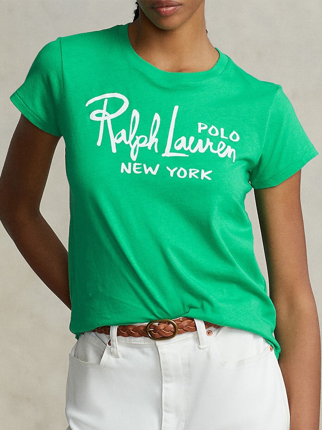 

Polo Ralph Lauren Typography Printed Cotton T-Shirt, Green