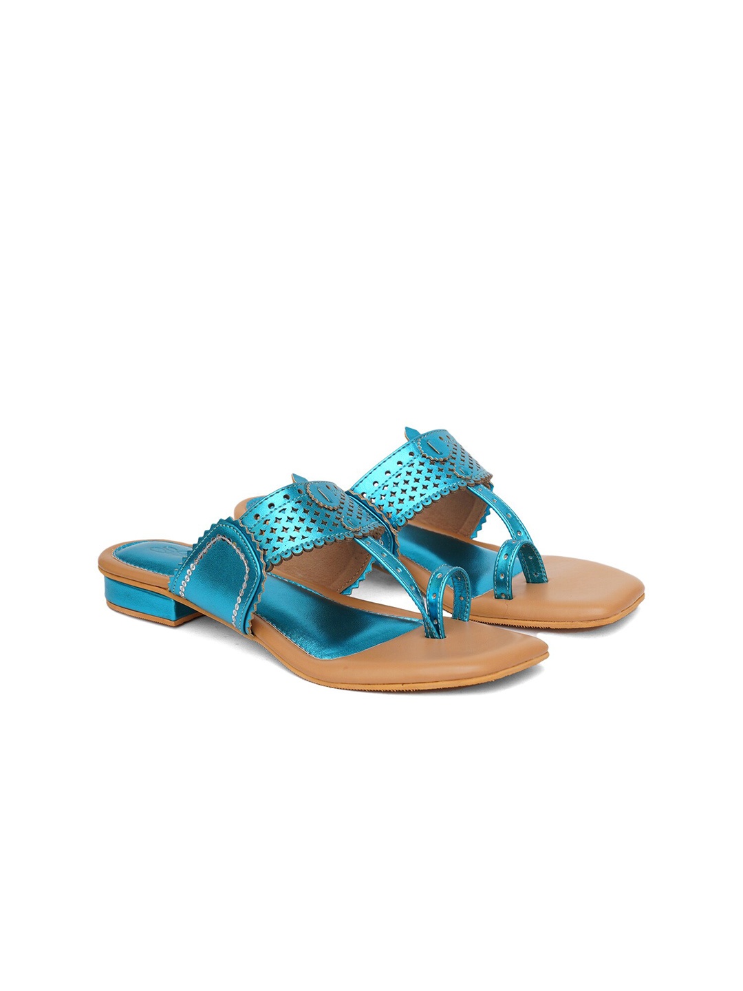 

Sole House Laser Cuts One Toe Flats, Blue