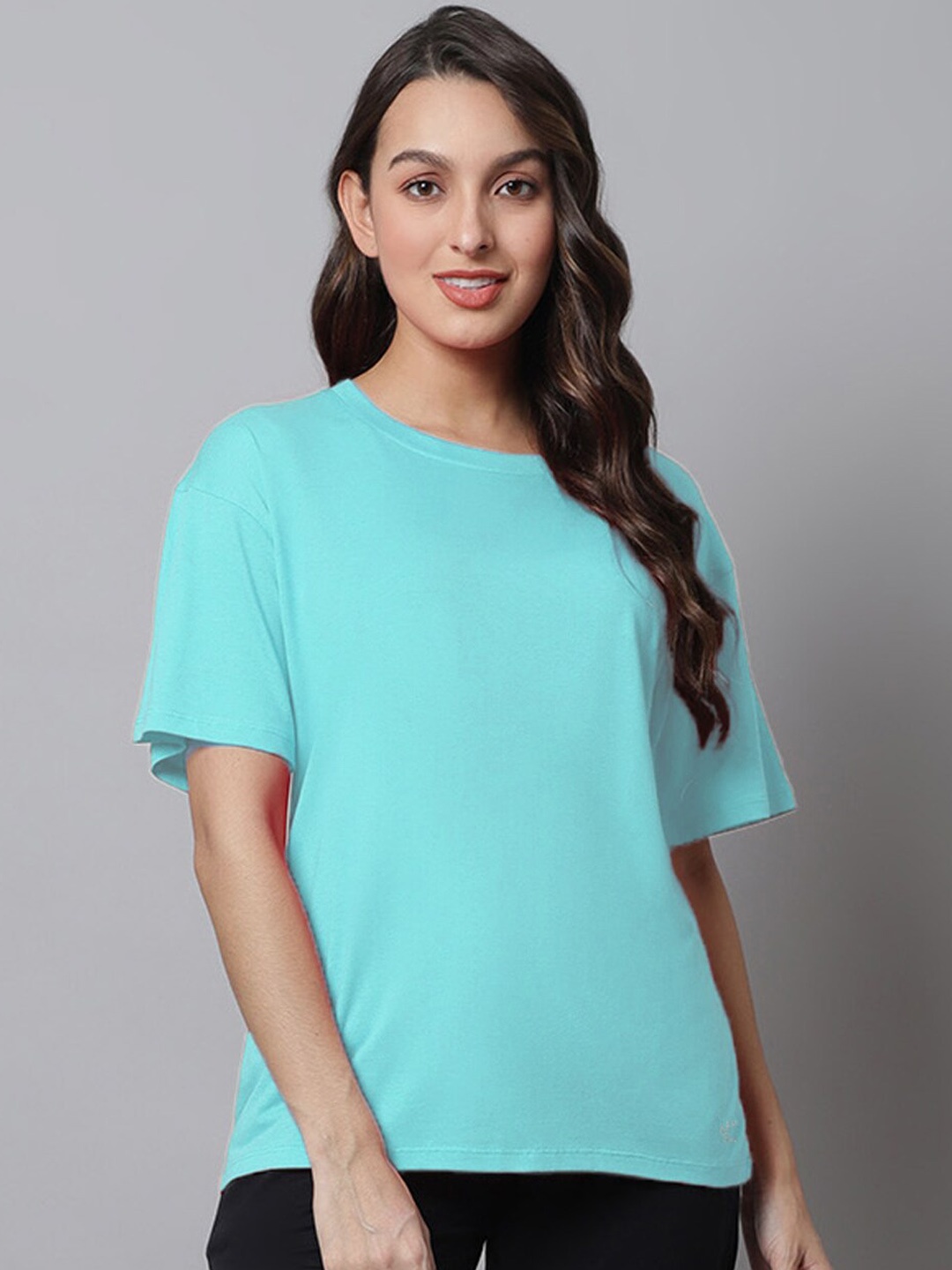 

Kanvin Round Neck Lounge Tshirt, Turquoise blue